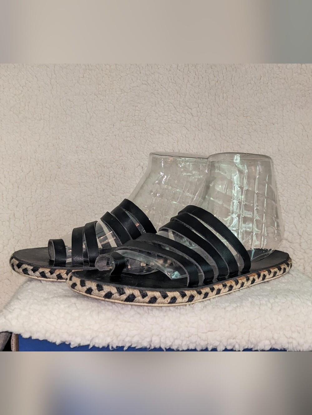 American Eagle Vintage Leather Strappy Espadrille Slide Sandals